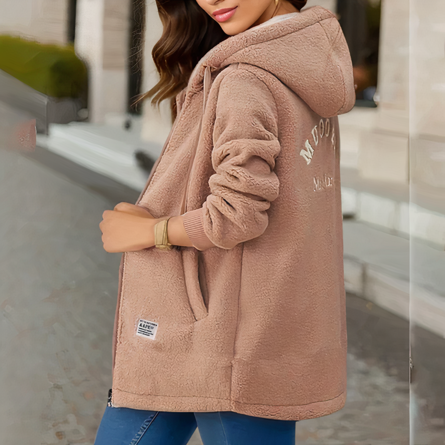 Cozy Warm Hooded Fleece Jacket For Women With Sherpa Lining