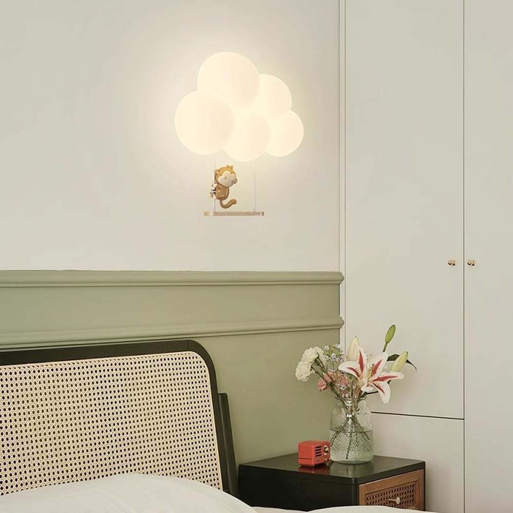 Led Cloud Wall Lamp For Kids Room Soft Night Light Swing monkey NALANI