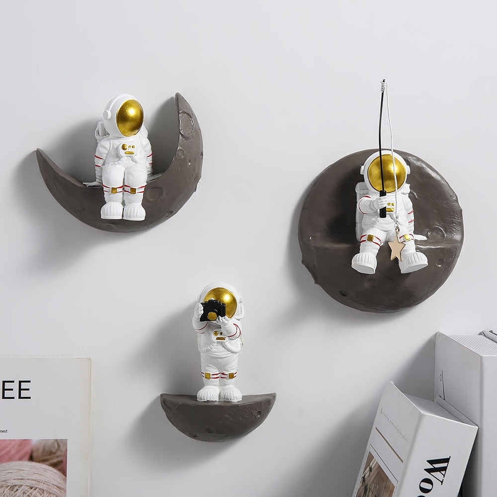 Astronaut On Moon Decorative Art Piece Unique Home Accent NaLani