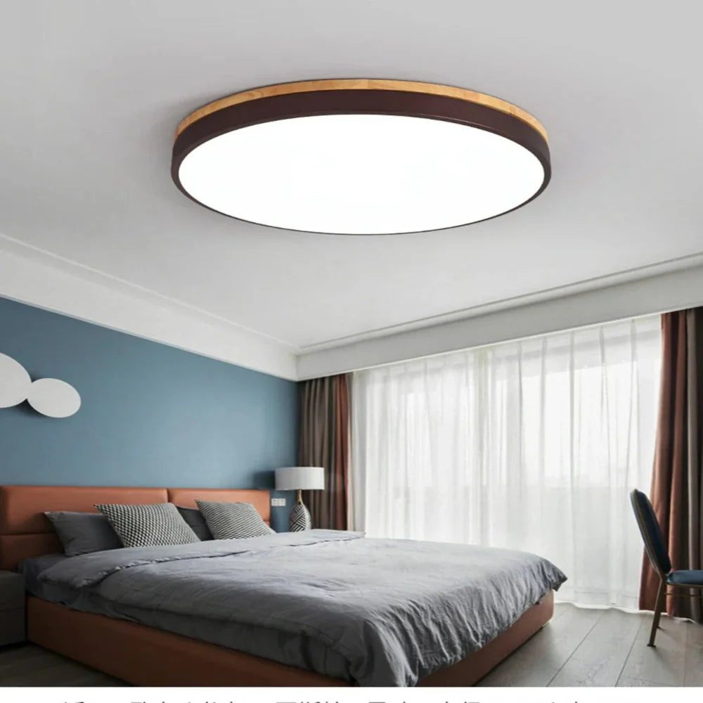 Natural Wood Nordic Minimalist Ceiling Light White Finish Black 30cm NALANI