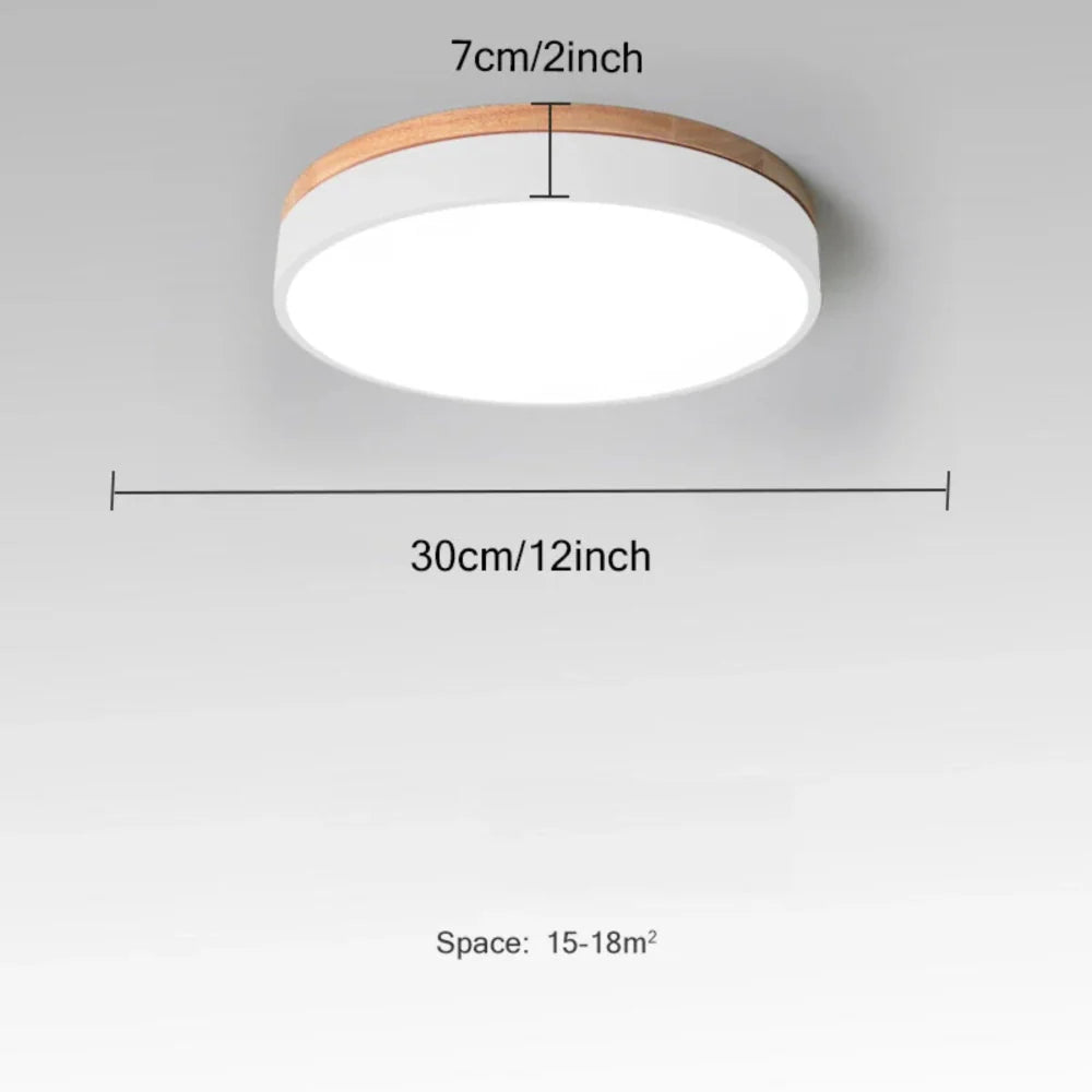 Natural Wood Nordic Minimalist Ceiling Light White Finish Gray 30cm NALANI