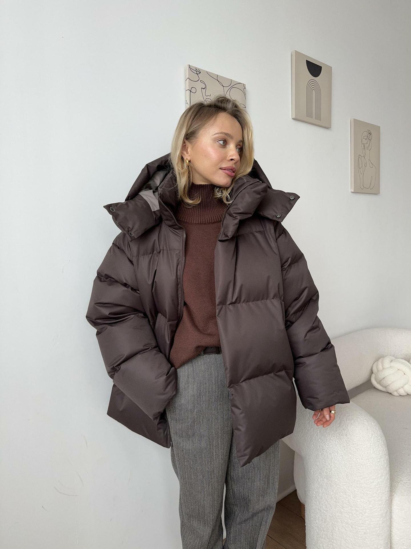 Chic Womens Hooded Winter Puffer Jacket For Cold Weather Brown NALANI