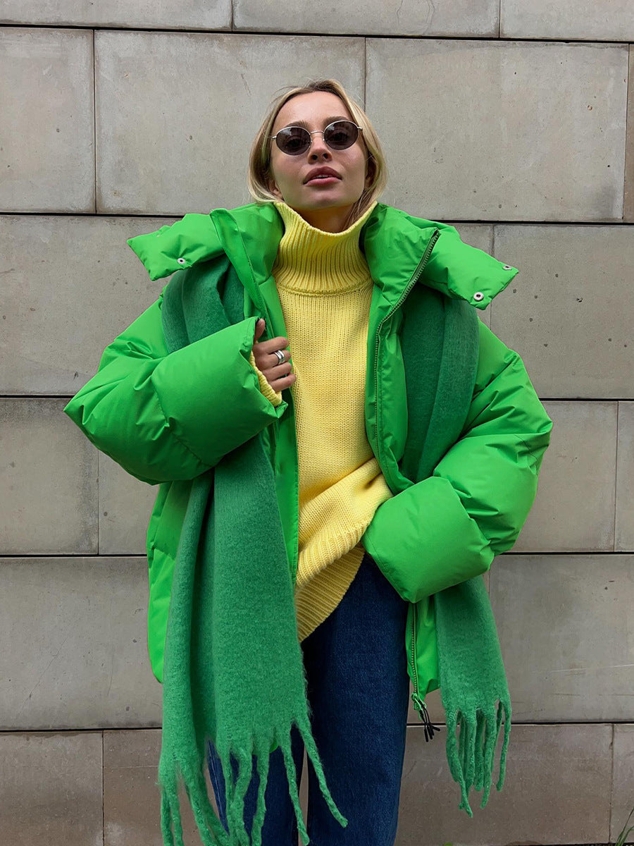 Chic Womens Hooded Winter Puffer Jacket For Cold Weather Green NALANI