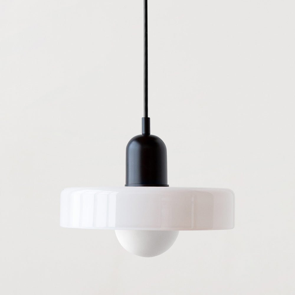 Modern Colored Glass Pendant Light for Stylish Interiors White Black 25 x 18 cm NaLani
