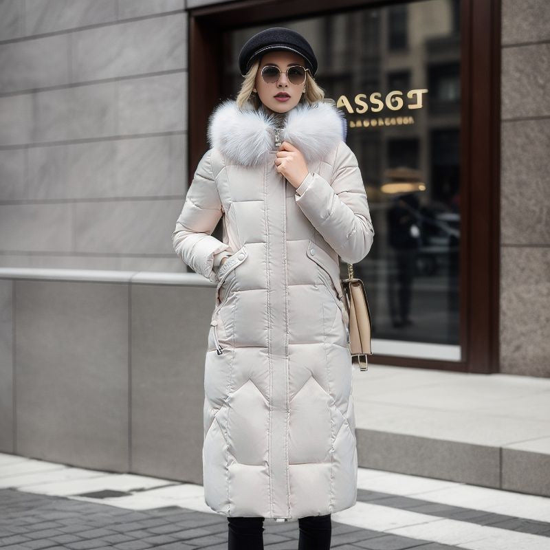 Trendy Midi Womens Coat With Faux Fur Collar Plus Size NALANI