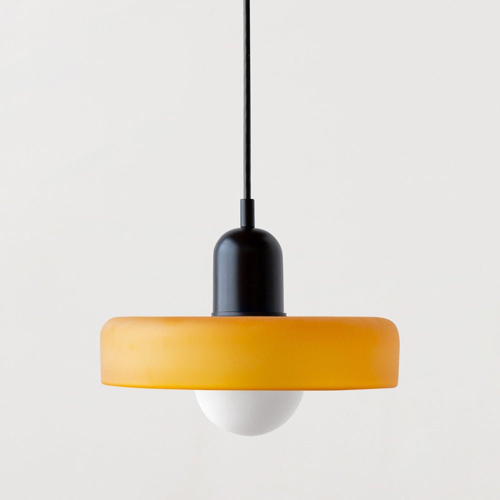 Modern Colored Glass Pendant Light for Stylish Interiors Yellow Black 25 x 18 cm NaLani