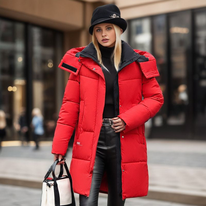 Plus Size Hooded Mid Length Winter Coat For Women Warm NALANI