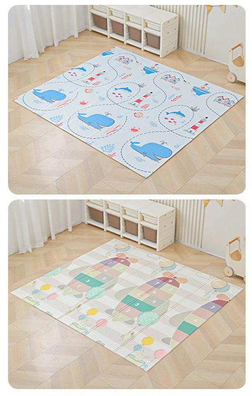Foldable Thick Foam Floor Mat for Living Room and Babies Blue Whale NALANI