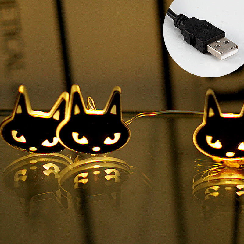Halloween Black Cat LED String Lights for Spooky Decor USB Always Bright NaLani
