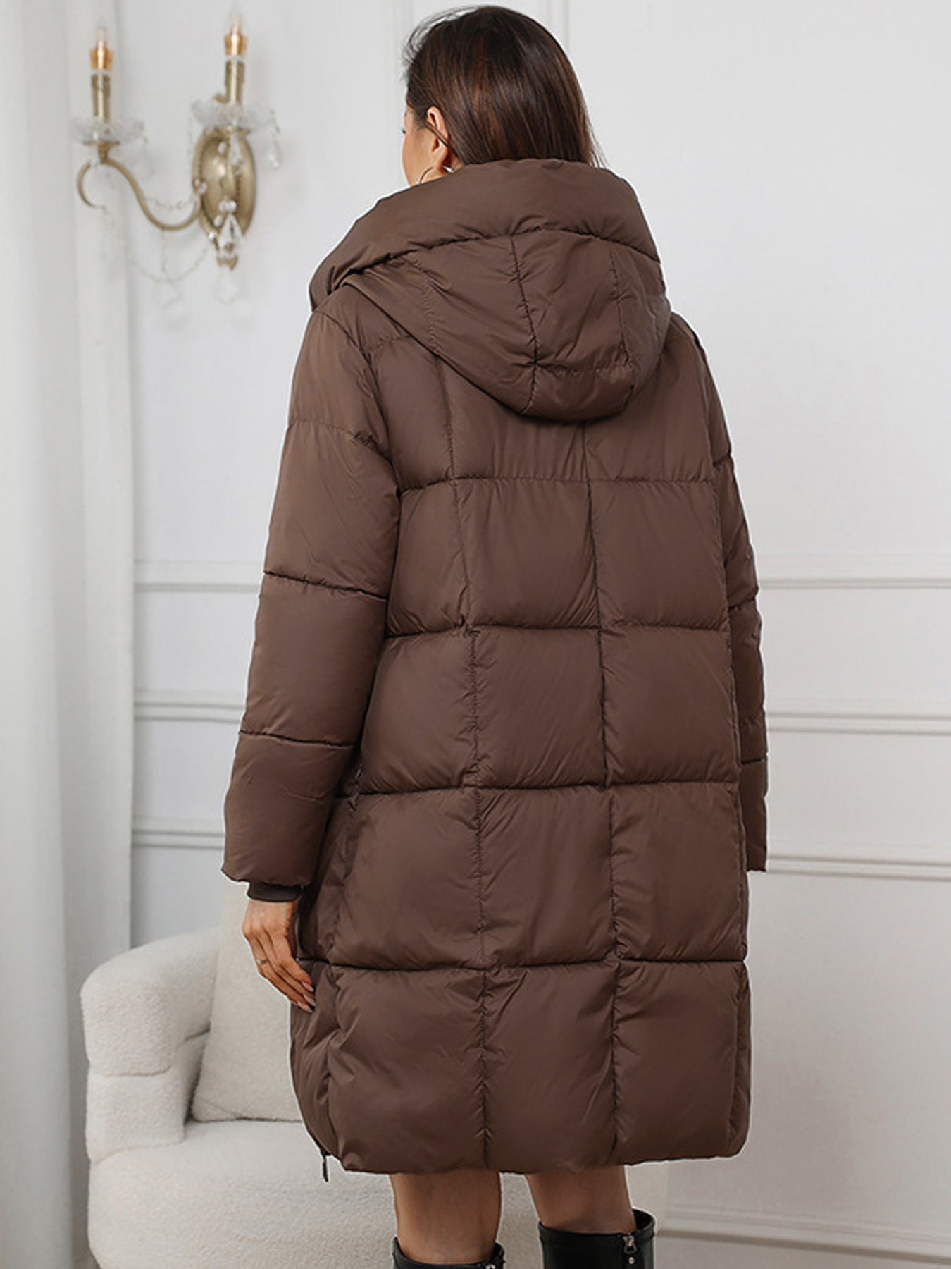 Cozy Long Padded Down Jacket With Hood For Cold Winter NALANI