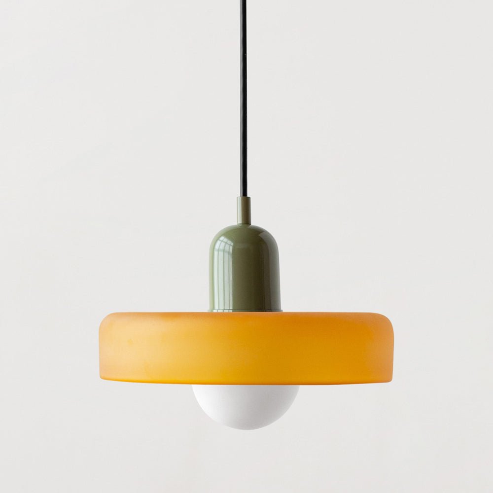 Modern Colored Glass Pendant Light for Stylish Interiors Yellow Green 25 x 18 cm NaLani