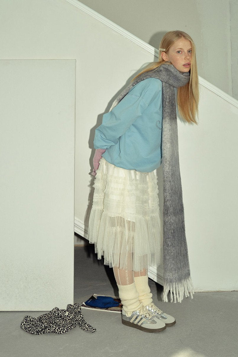Soft Wool Blend Gradient Fringe Scarf Long Knit Wrap NALANI
