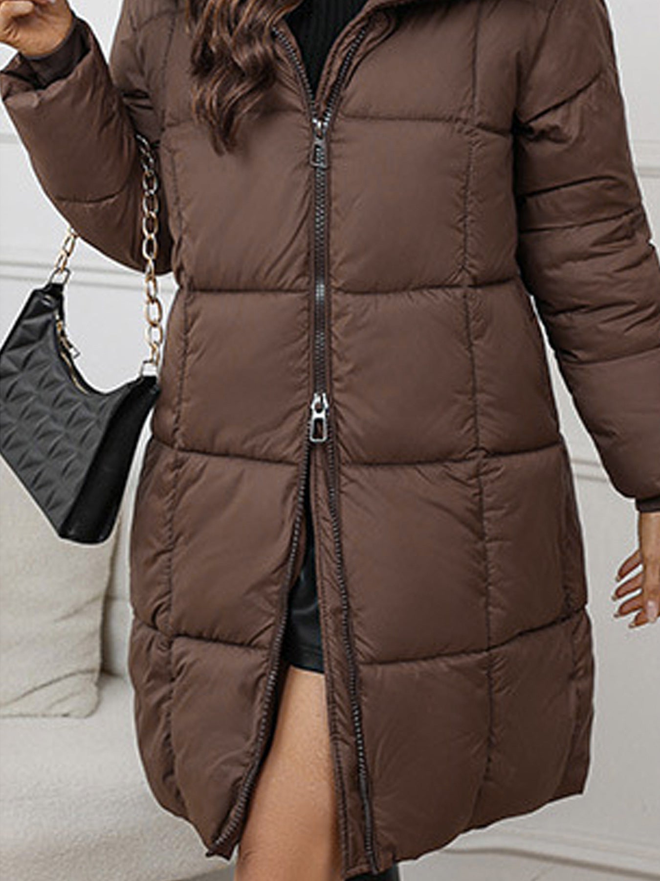 Cozy Long Padded Down Jacket With Hood For Cold Winter NALANI