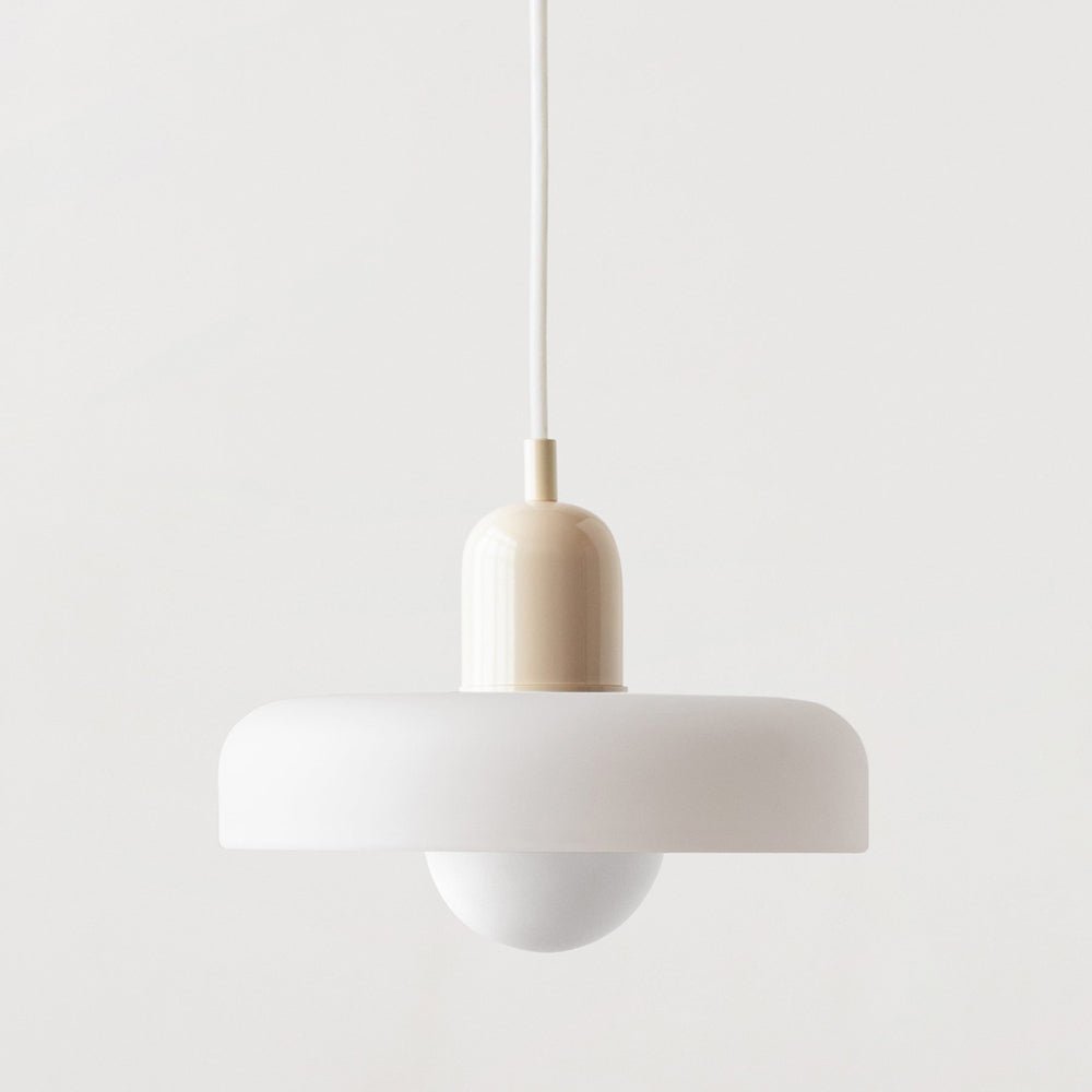 Modern Colored Glass Pendant Light for Stylish Interiors White Beige 25 x 18 cm NaLani