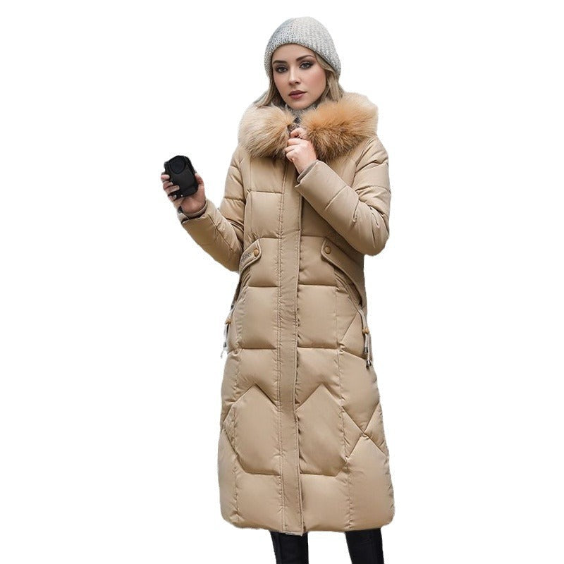 Trendy Midi Womens Coat With Faux Fur Collar Plus Size NALANI