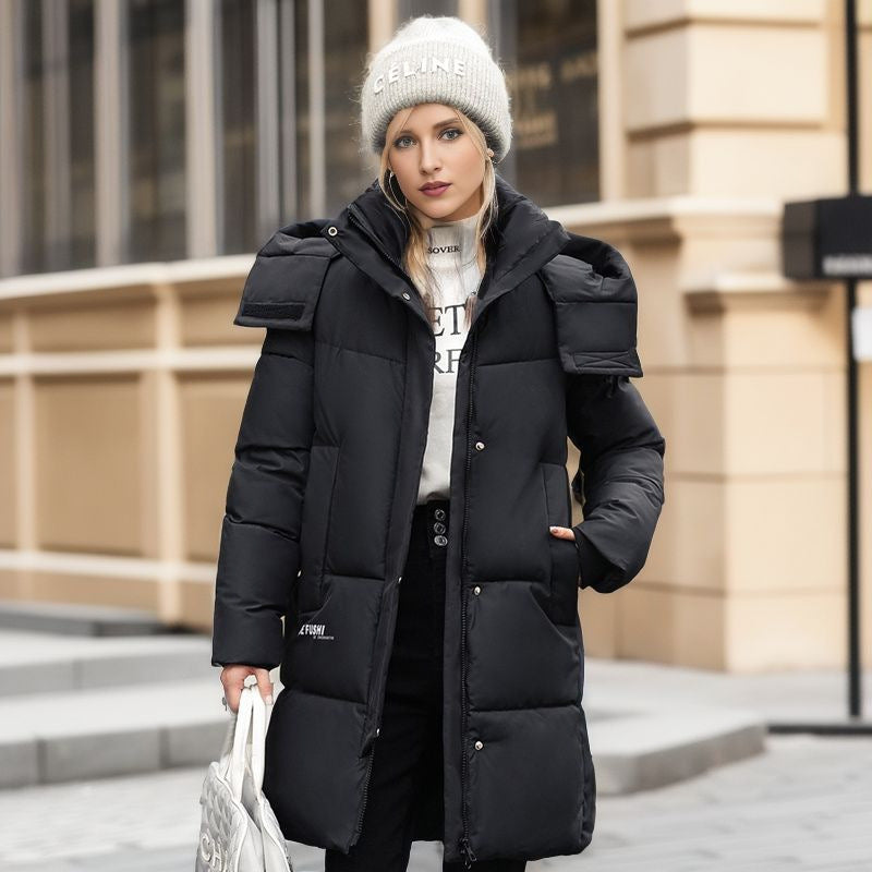Plus Size Hooded Mid Length Winter Coat For Women Warm NALANI