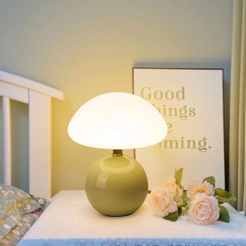 Ceramic LED Mushroom Table Lamp for Elegant Bedroom Décor NaLani