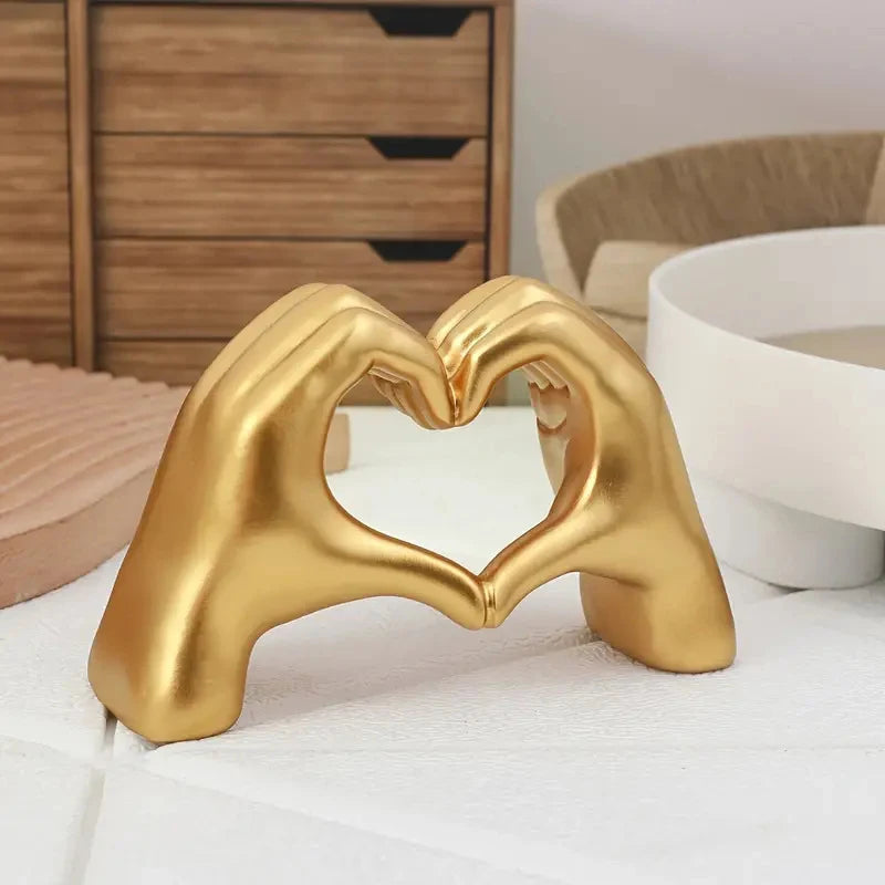 Resin Love Gesture Statues Nordic Luxury Art Craft for Home Office Gold NaLani