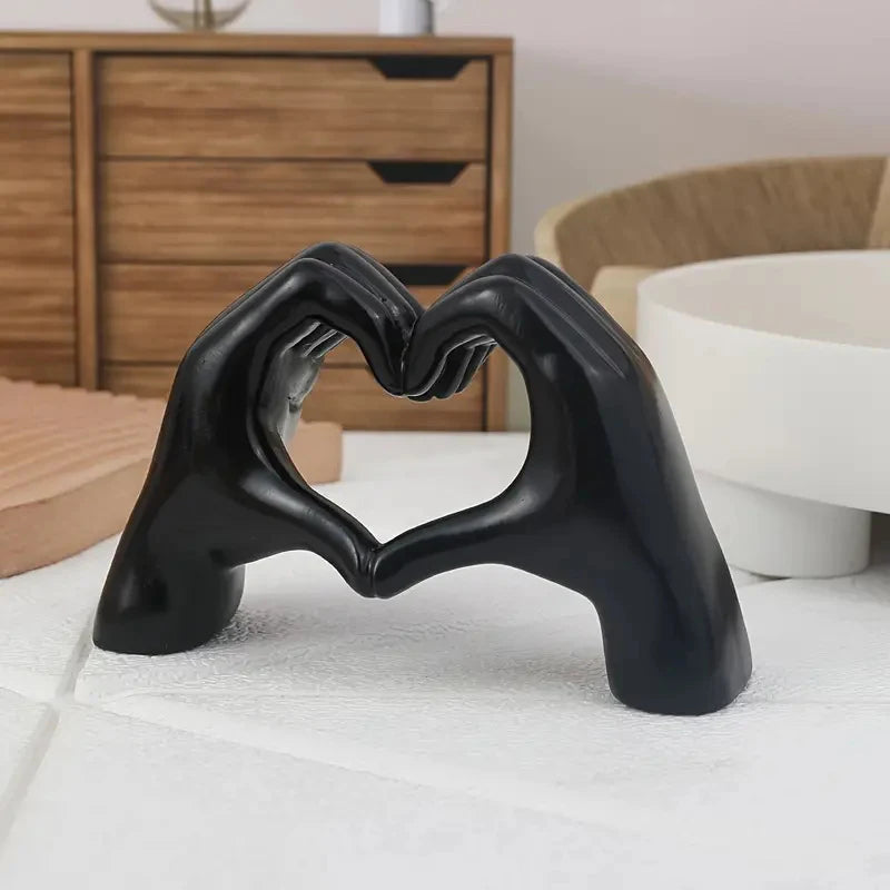 Resin Love Gesture Statues Nordic Luxury Art Craft for Home Office Black NaLani