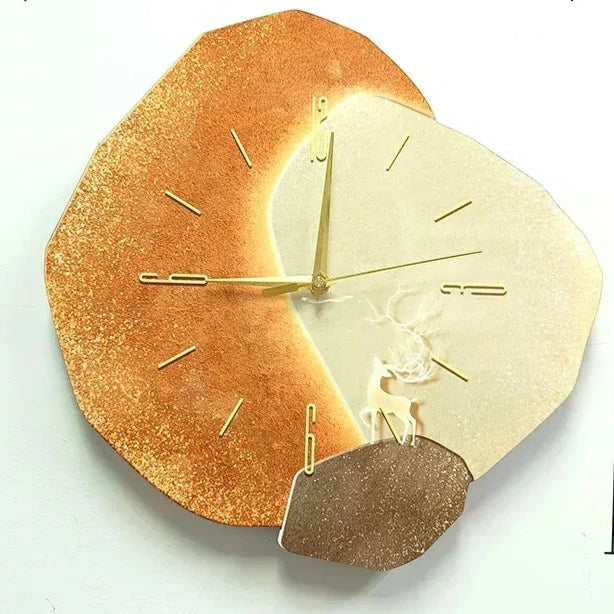Natural Wood Wall Clock with Unique Design for Home Decor No light C 40cm x 40cm Calora