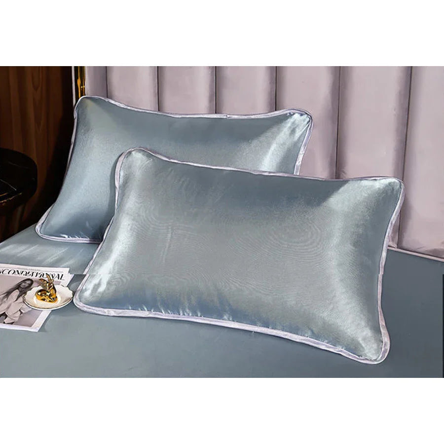 Washable Luxury Satin Elastic Fitted Sheet For Double Bed NALANI