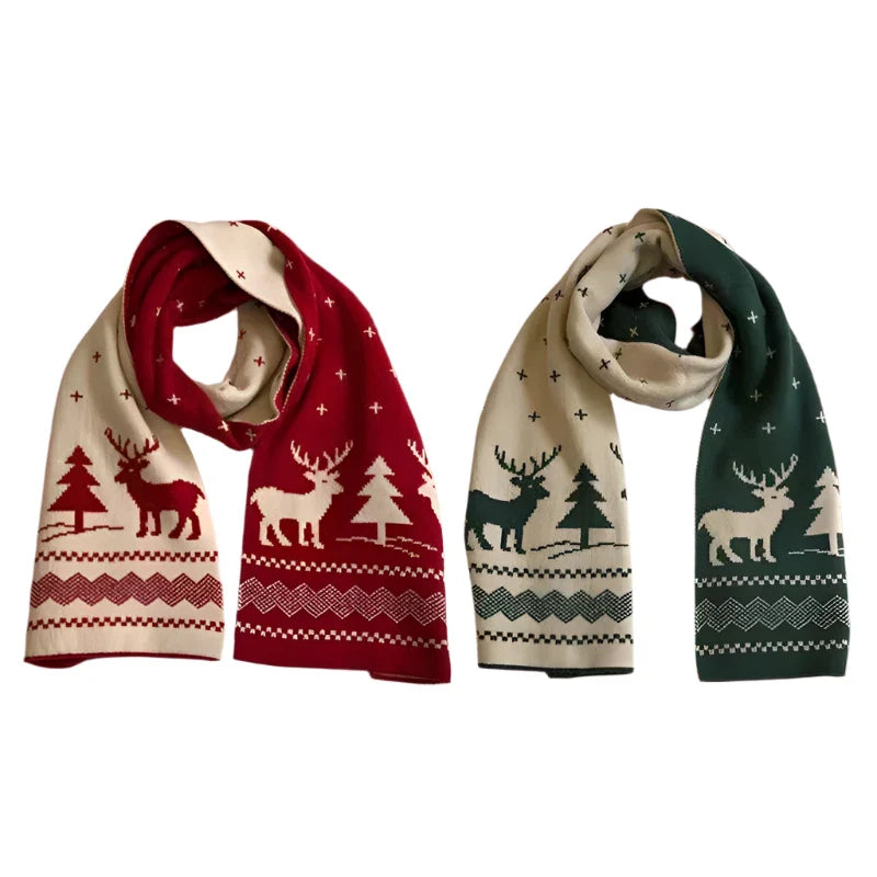 Cozy Winter Christmas Scarf Double Sided Knit Wool Warm NALANI