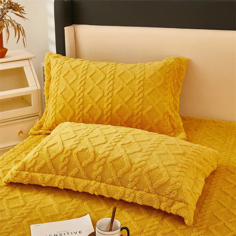 Winter Velvet Fleece Bedding For Warm Yellow Comfort NALANI