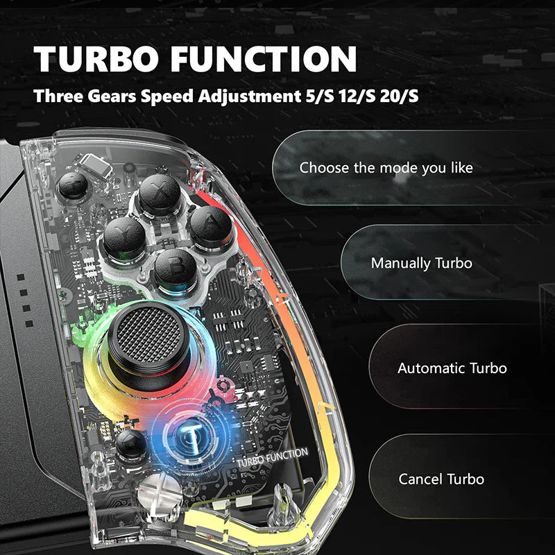 Transparent Wireless Controller With LED Lights For Switch NALANI