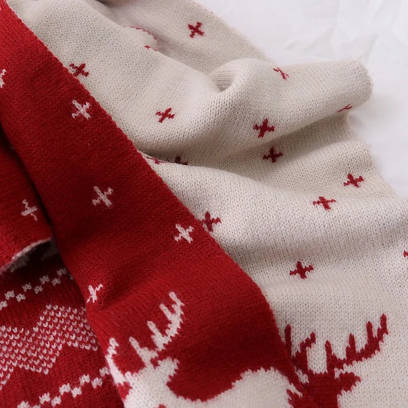 Cozy Winter Christmas Scarf Double Sided Knit Wool Warm NALANI