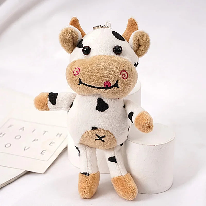 Milk Cow Plush Keychain Cute Soft 15cm Animal Charm Black NALANI