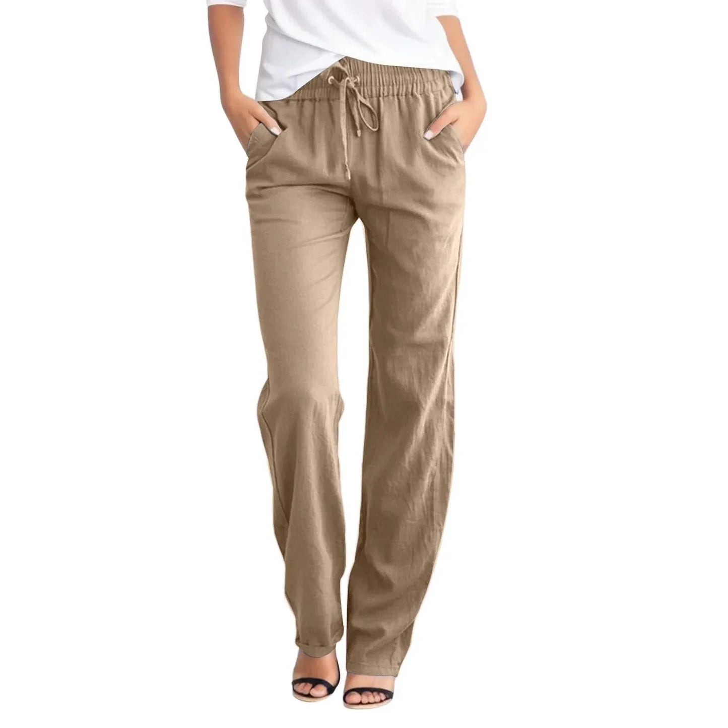 Caleni | Women's Casual Trousers - Relaxed Fit - Elastic Waist - Breathable Lightweight Fabric