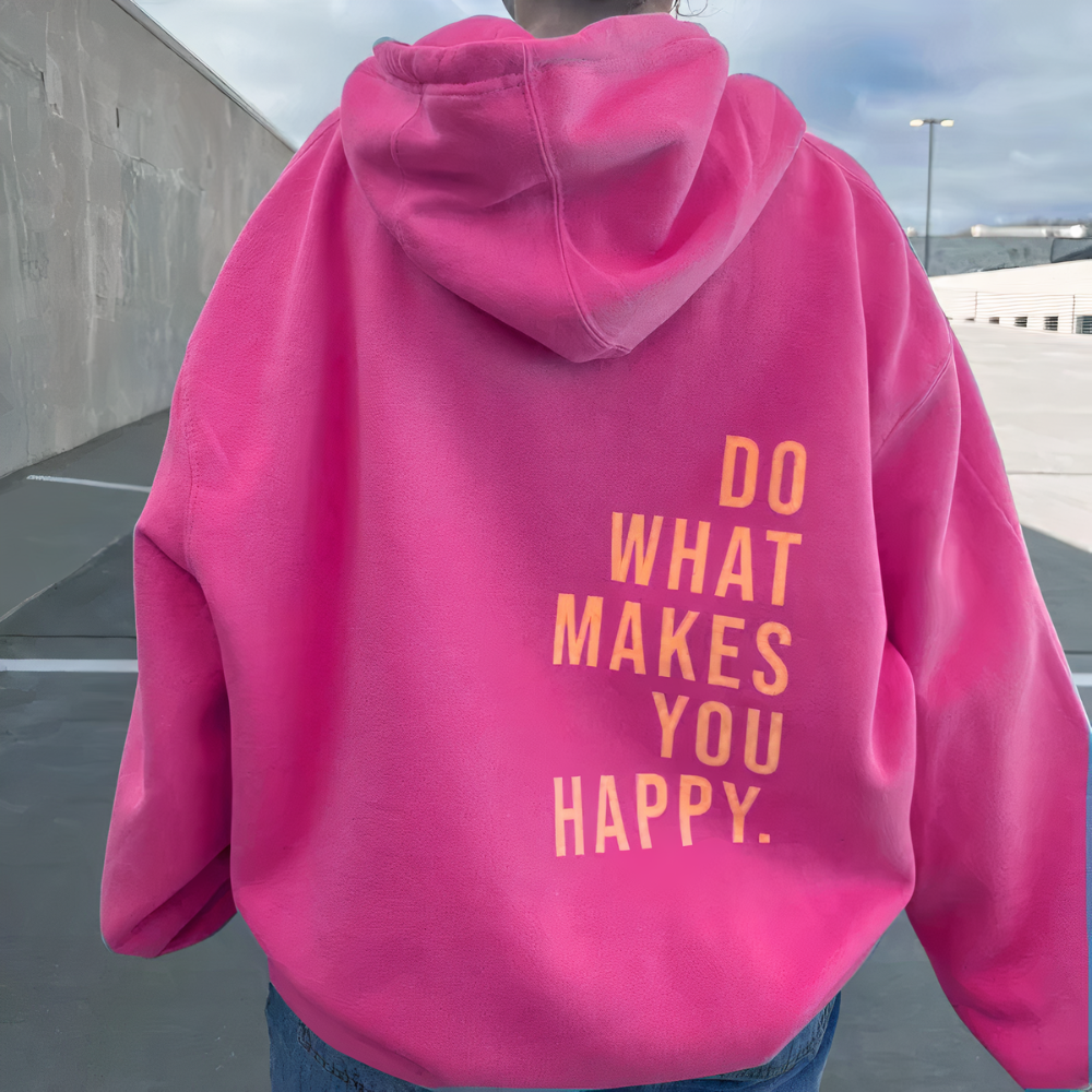 Celeni | Women Hooded Sweatshirt With Text Print Cozy Pullover