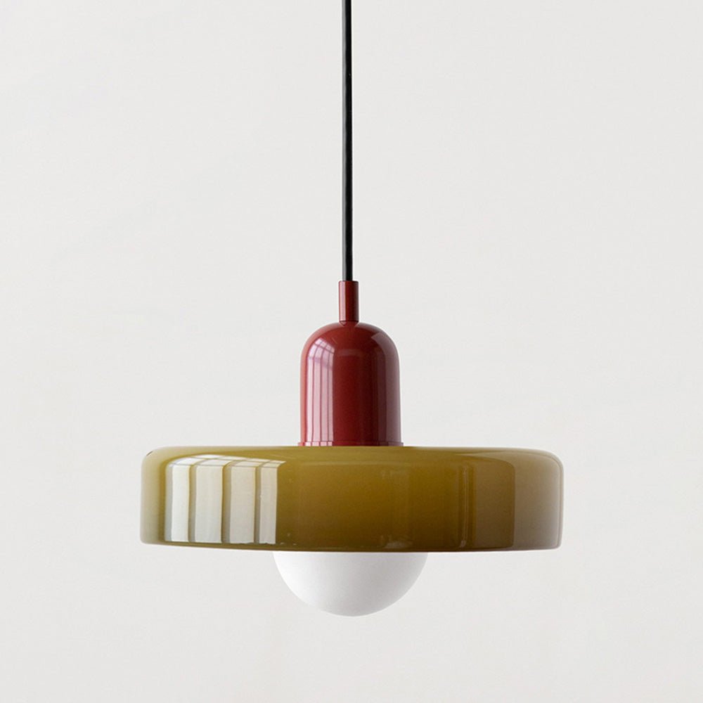 Modern Colored Glass Pendant Light for Stylish Interiors Green Red 25 x 18 cm NaLani