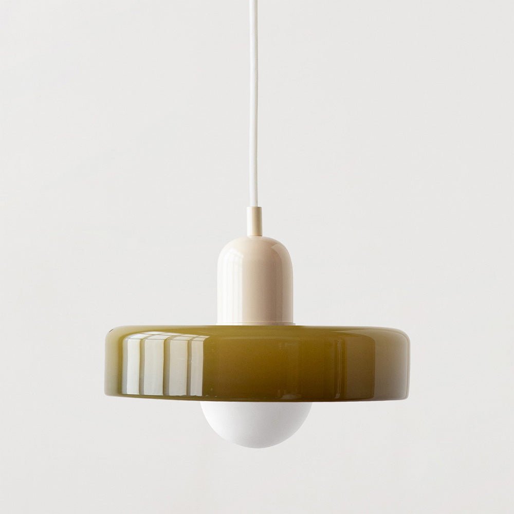 Modern Colored Glass Pendant Light for Stylish Interiors Green Beige 25 x 18 cm NaLani