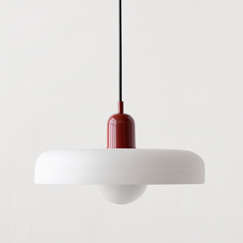 Modern Colored Glass Pendant Light for Stylish Interiors White Red 25 x 18 cm NaLani