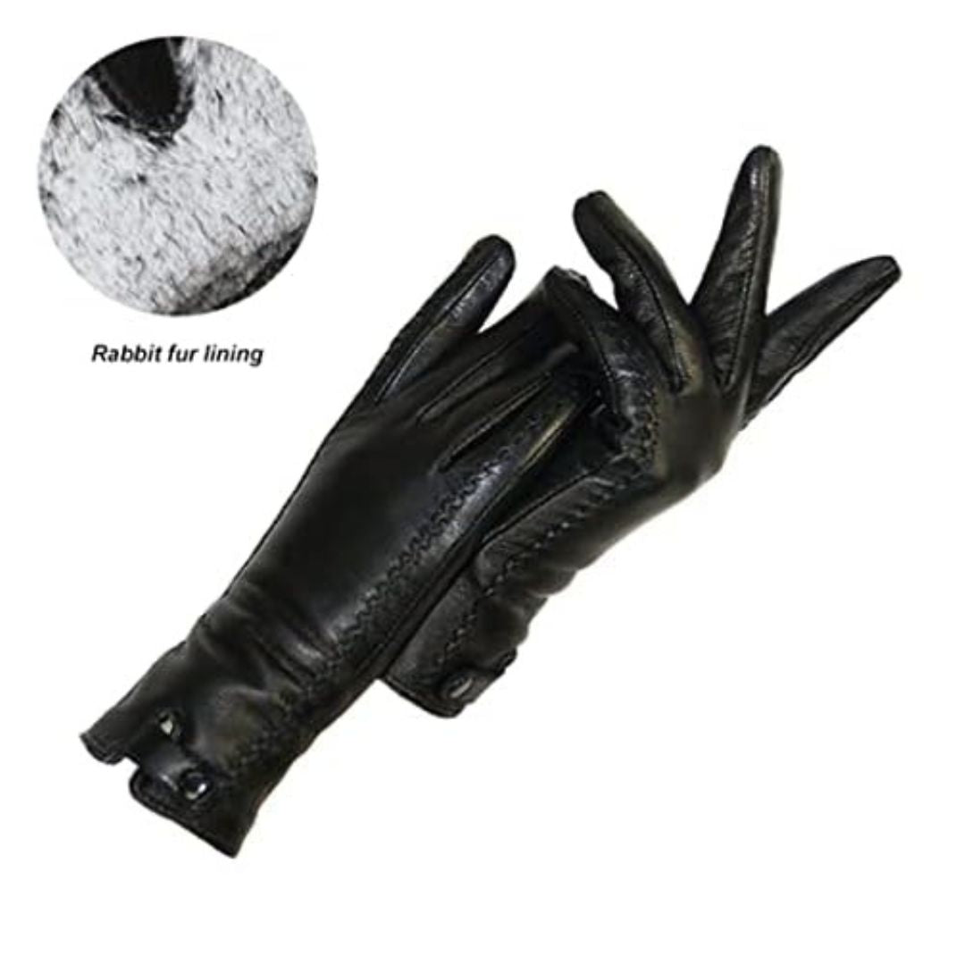 Vintage Leather Gloves With Wool Lining For Winter NALANI