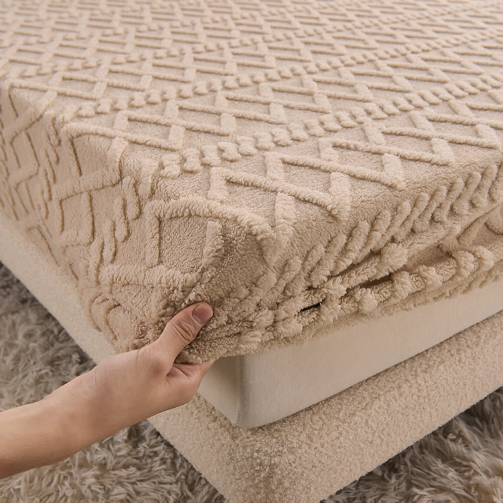 Luxurious Velvet Mattress Protector for Soft Comfort Khaki NALANI