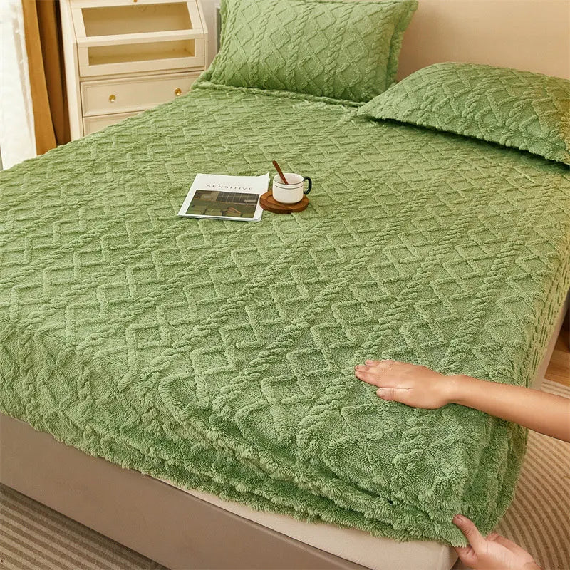 Winter Velvet Fleece Bedding For Warm Yellow Comfort Green NALANI
