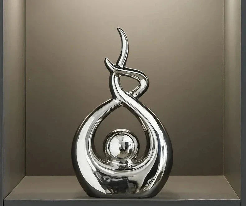Modern Ceramic Sculpture for Stylish Home Decor and Aesthetic Appeal Silver NaLani