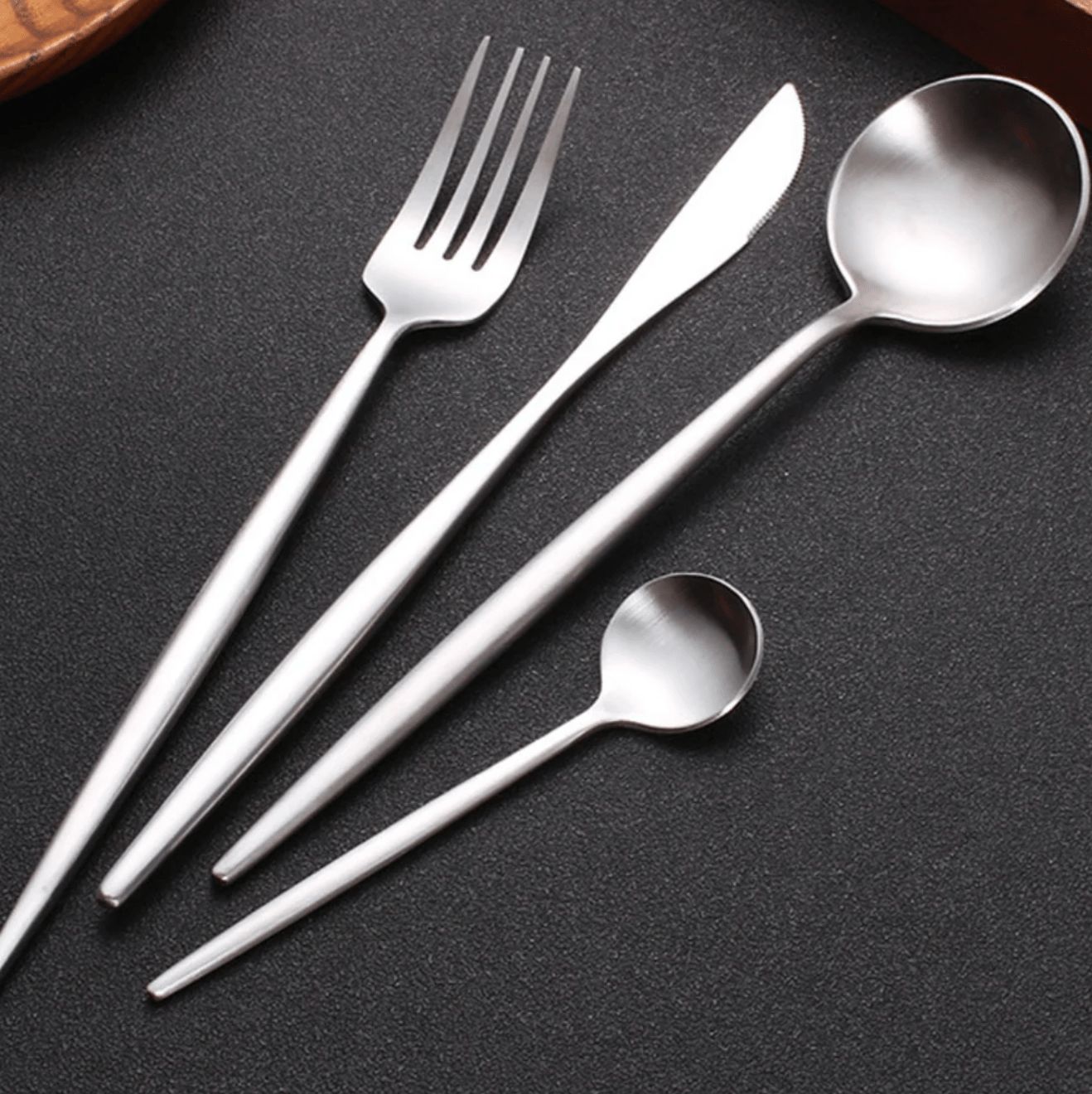 Slim Stainless Steel Cutlery Set 16 or 20 Piece Dining Silver 16 Piece Set NALANI