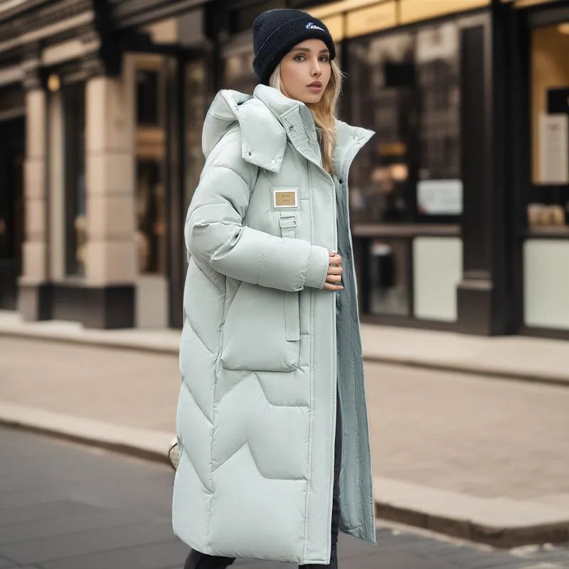 Women Long Winter Parka With Hood Thick Padded Jacket-Zomer Jassen-NaLani