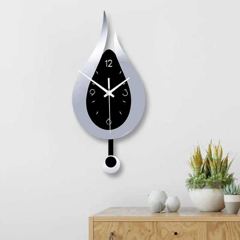 Cirquio | Modern Water Drop Wall Clock for Stylish Home Decor Silver NALANI