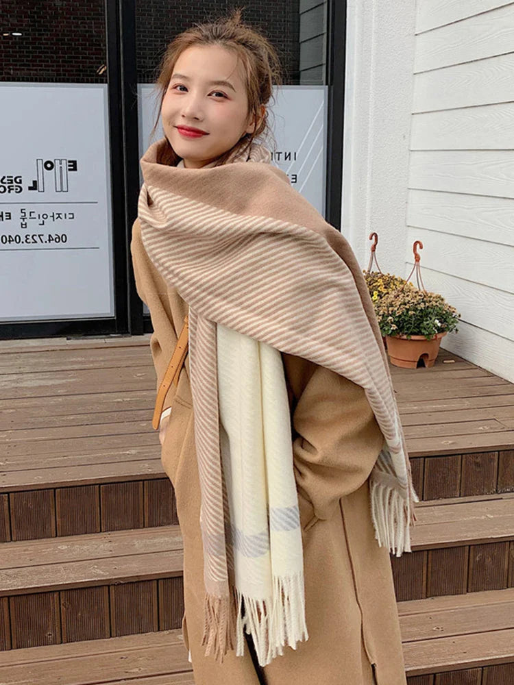 Chic Winter Scarf With Vintage Plaid Pattern For Women NALANI