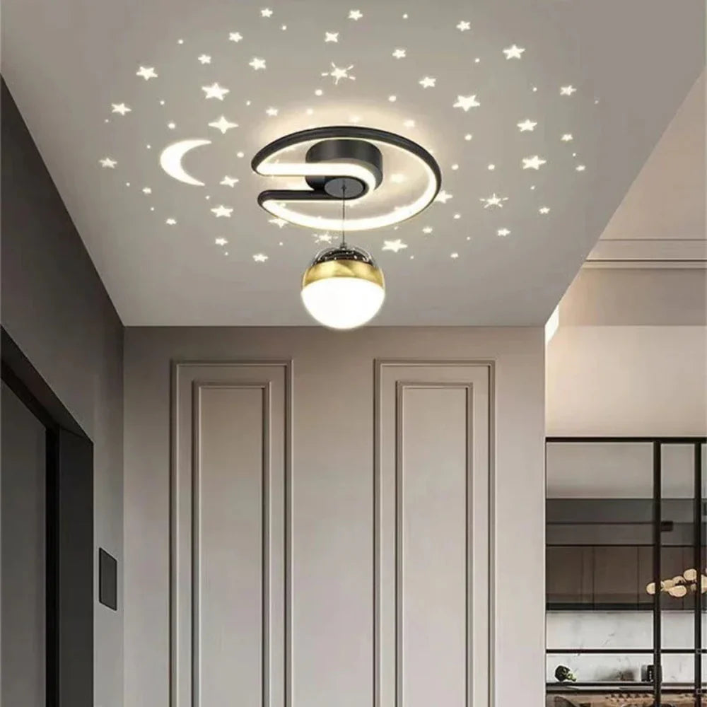 Dimmable LED Ceiling Light With Starry Sky Ambient Effect Black 25 × 24 cm NALANI