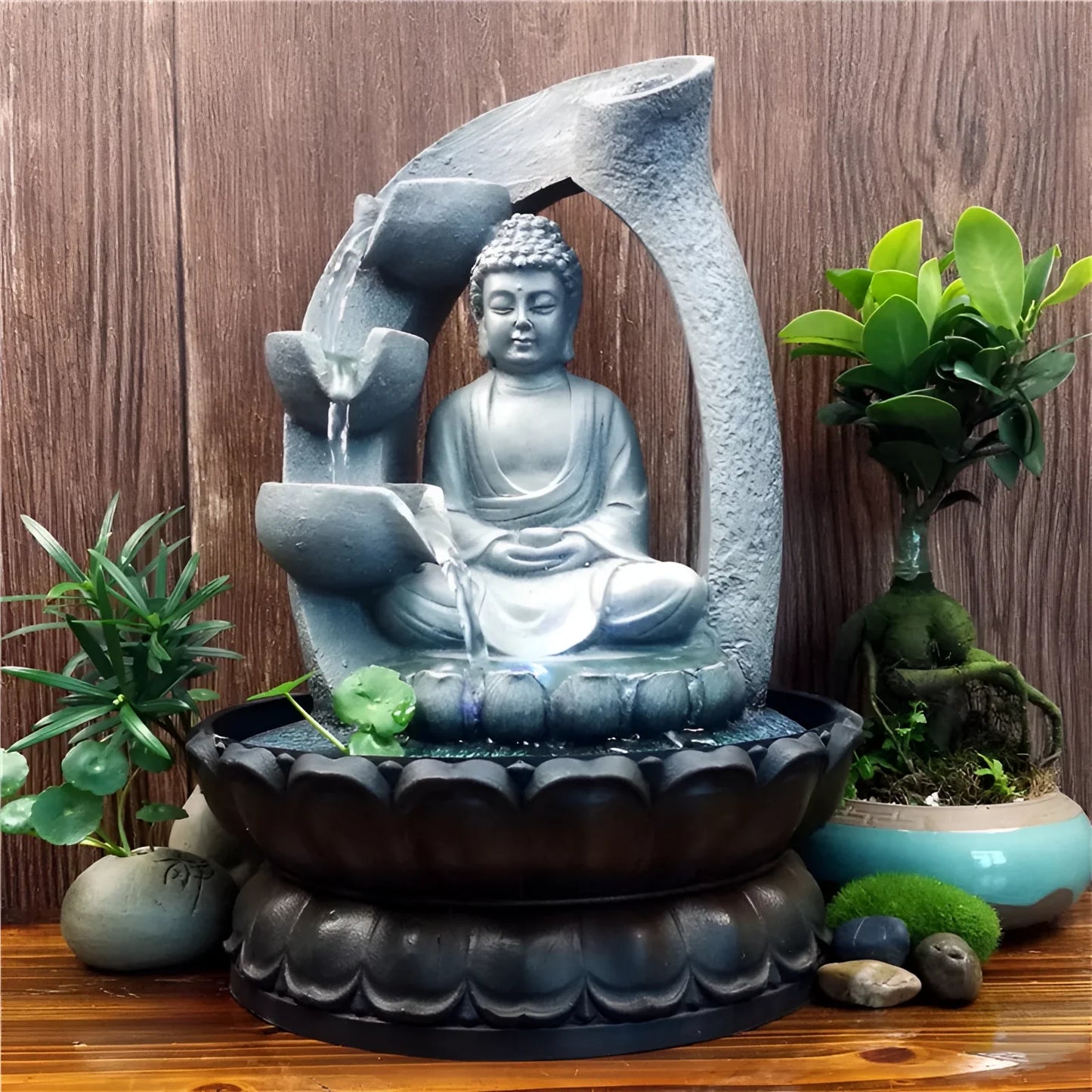 Buddha LED Fountain for Zen Meditation and Feng Shui Decor NALANI