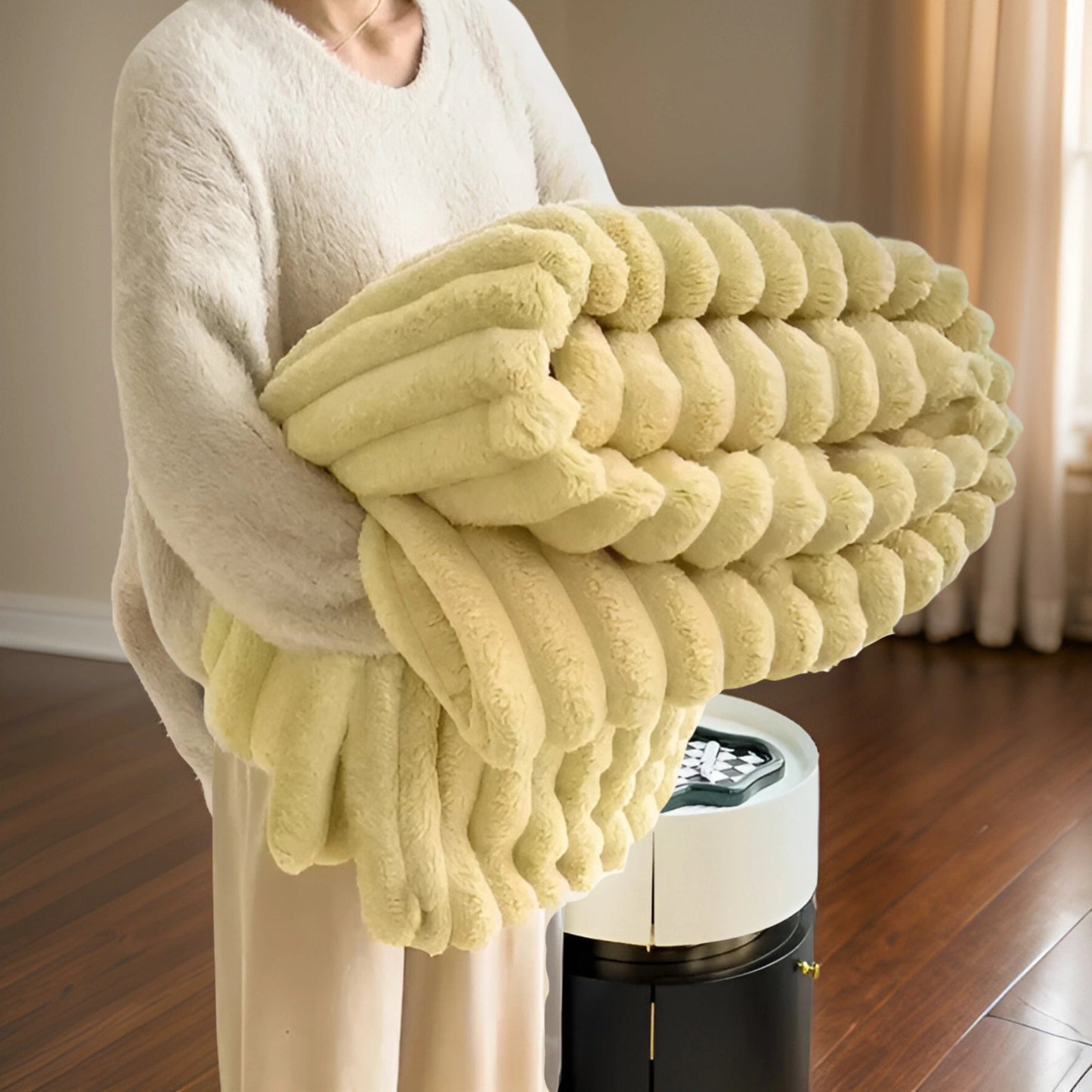 Luxe Chunky Knit Blanket Soft Modern Plush Home Decor Throw Yellow NaLani