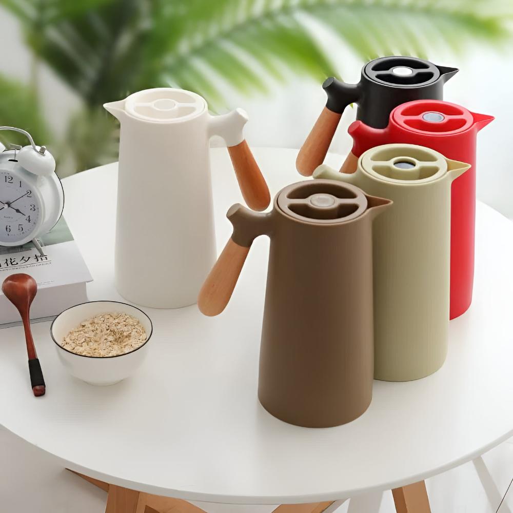 Insulated Carafe With Wood Handle Keeps Beverages Hot NALANI