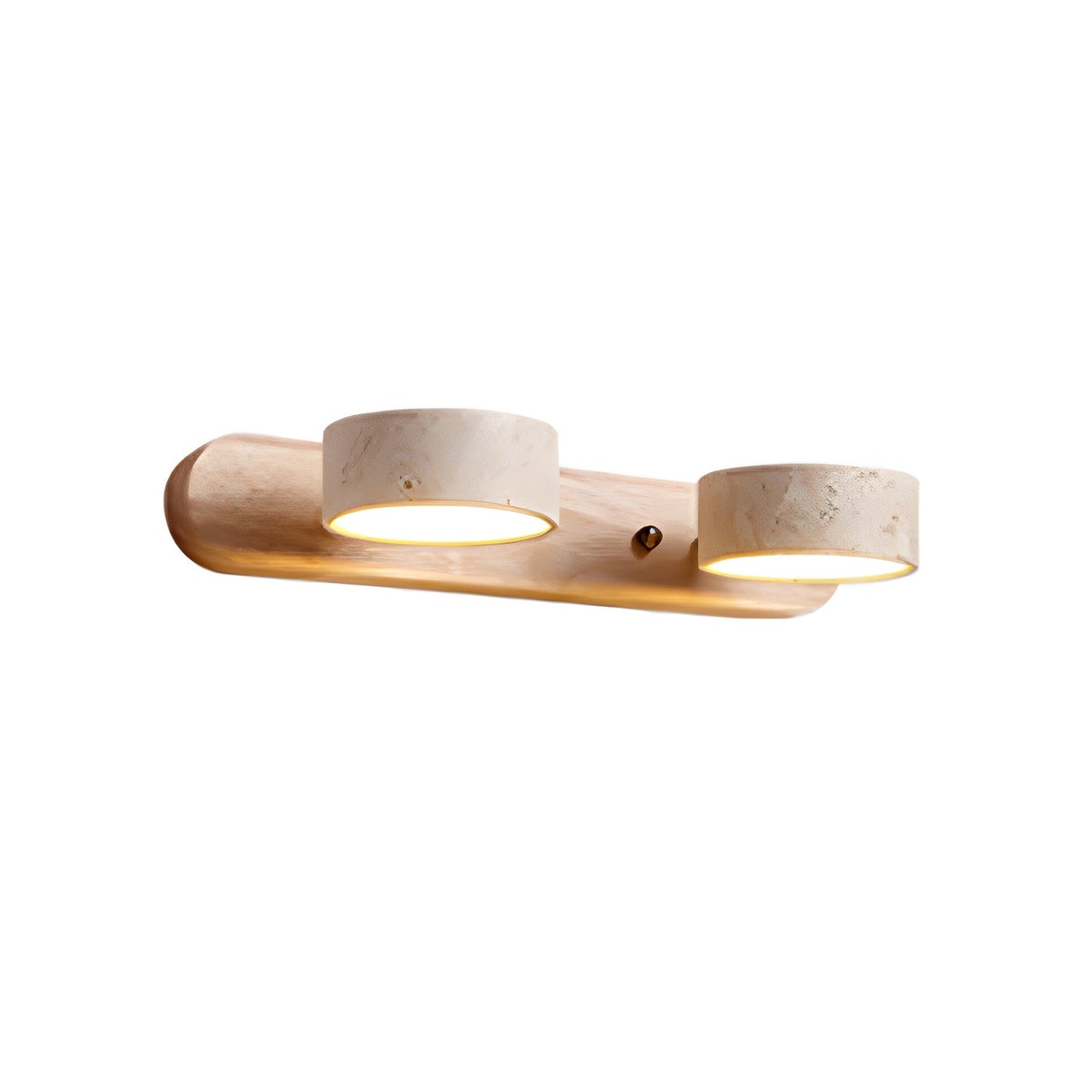 Travertine Duo Wall Light With Wood Accents Warm Glow NALANI