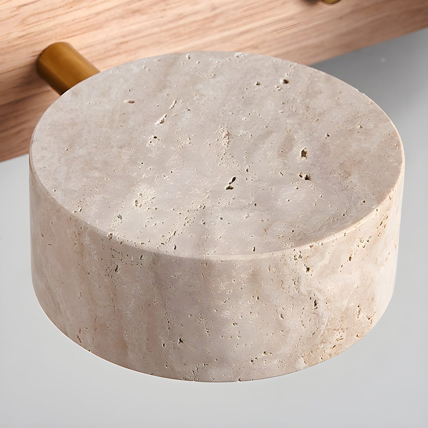 Travertine Duo Wall Light With Wood Accents Warm Glow NALANI