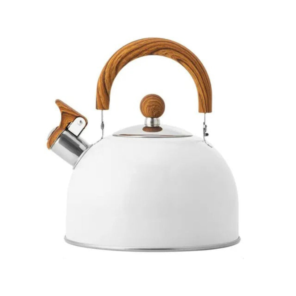 Elegant Whistling Stainless Steel Kettle Quick Boil Fast White 3L NALANI